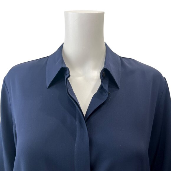 $850 The Row Blue Silk Blouse Button Down Blouse Shirt size 8 - Picture 2 of 9